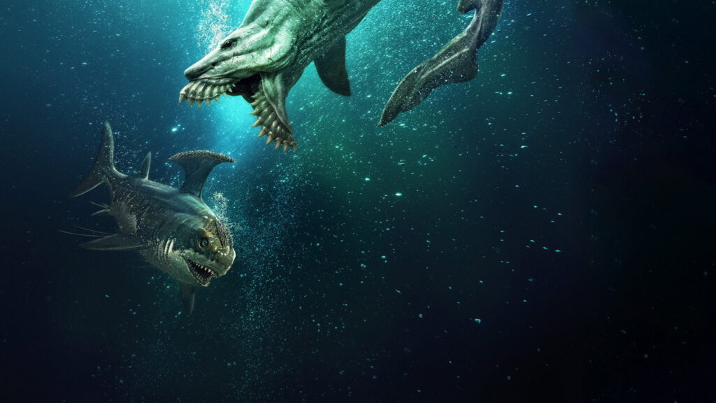 Záber z filmu Jurassic Sharks